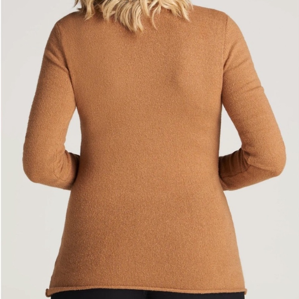 American Tall Rolled Mock Neck Sweater In Carmel - Picture 2 of 9